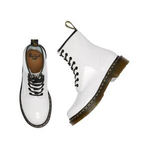 New! Dr. Martens 1460 Women's White Patent Leather Lace Up Boots - Size US 10